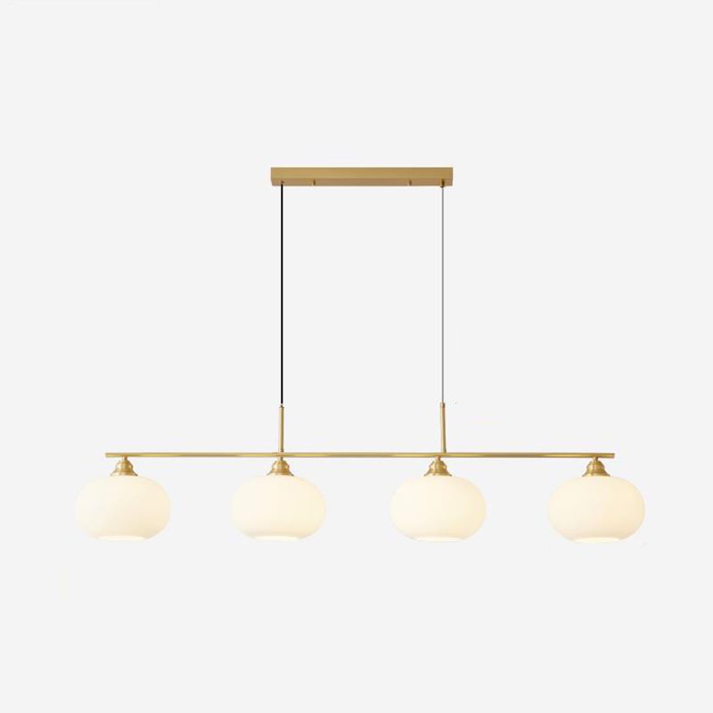 3/4-Light Contemporary Kitchen Island Lighting Shaded Ceiling Light in Golden/Black