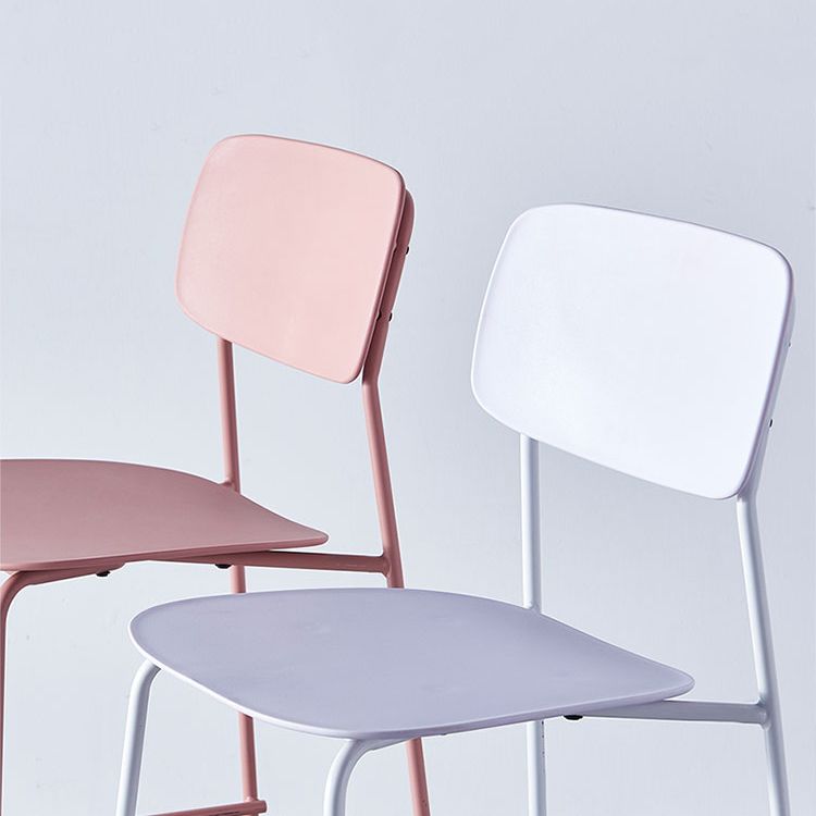 Scandinavian Backrest Counter Bar Stool Plastic Rectangle Counter-height Stool