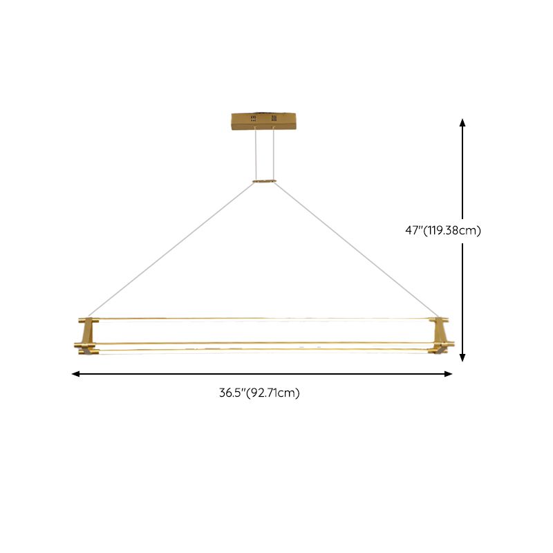 LED Linear Kitchen Island Lighting in Gold Contemporary Solid Brass Ceiling Pendant