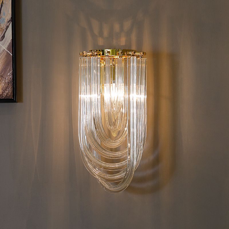 Carbon Steel Gold Wall Lamp in Modern Luxury Style Crystal Linear Wall Light for Interior Spaces