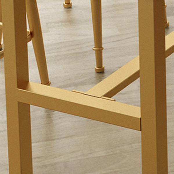 Mesa de barra de pub interior de rectángulo glamoroso de la barra de hierro dorada de oro con pedestal de caballete