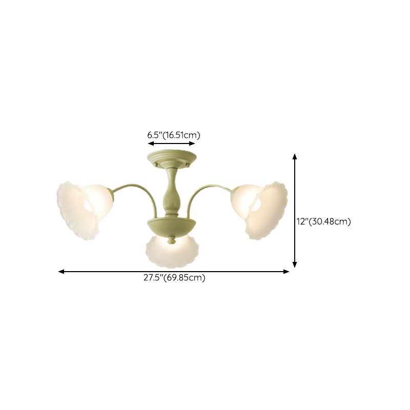 Modern Green Ceiling Lamp Glass Flush Mount Light Fixture for Bedroom