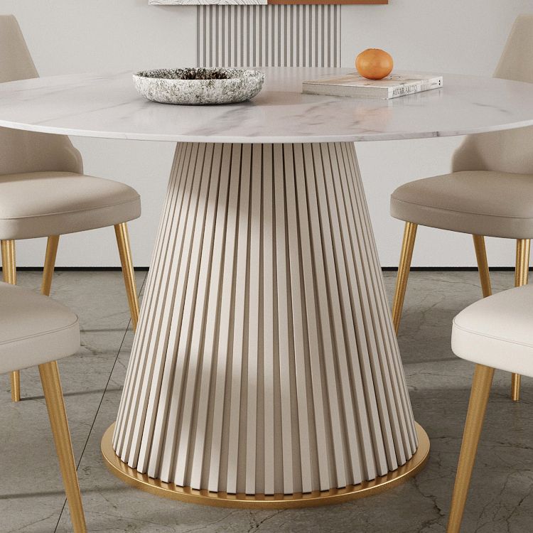 Sintered Stone Dining Table Round Dining Table with Metal Base