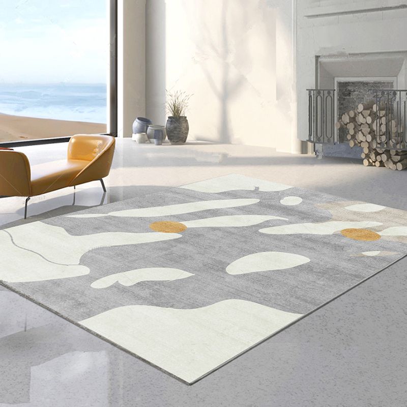 Tapis nordique en Polyester de couleur claire, tapis d'intérieur fleuri, support antidérapant pour salon