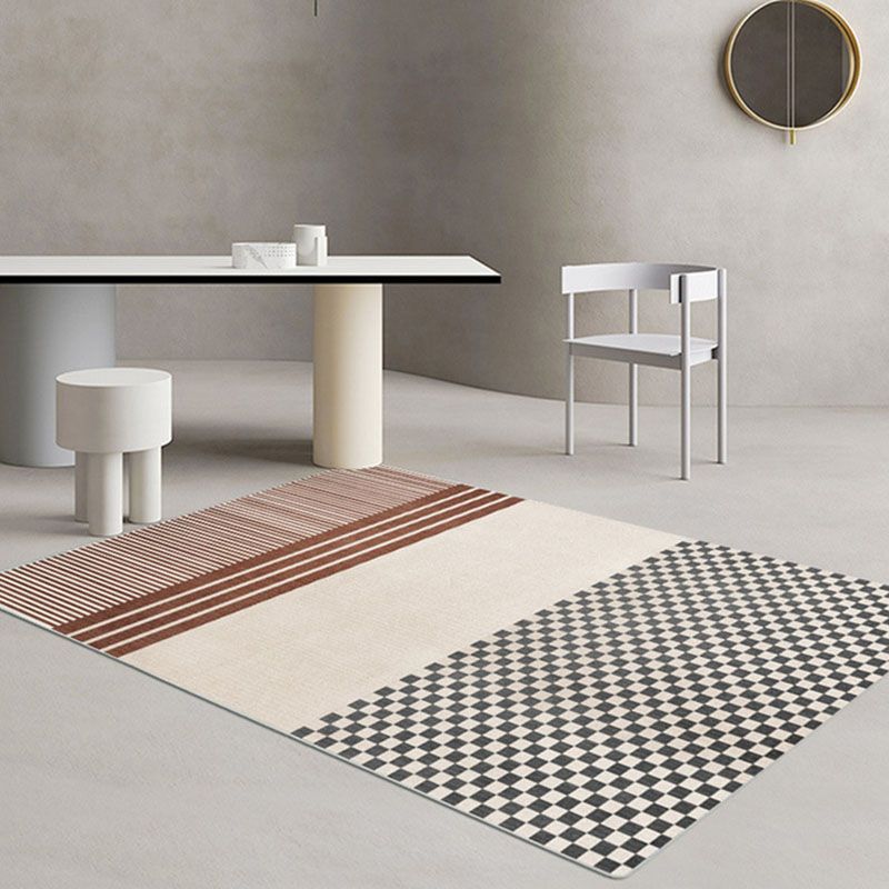 Brown Diamond Teppich Polyester Einfacher Teppich waschbarer Innenteppich für Wohnkultur