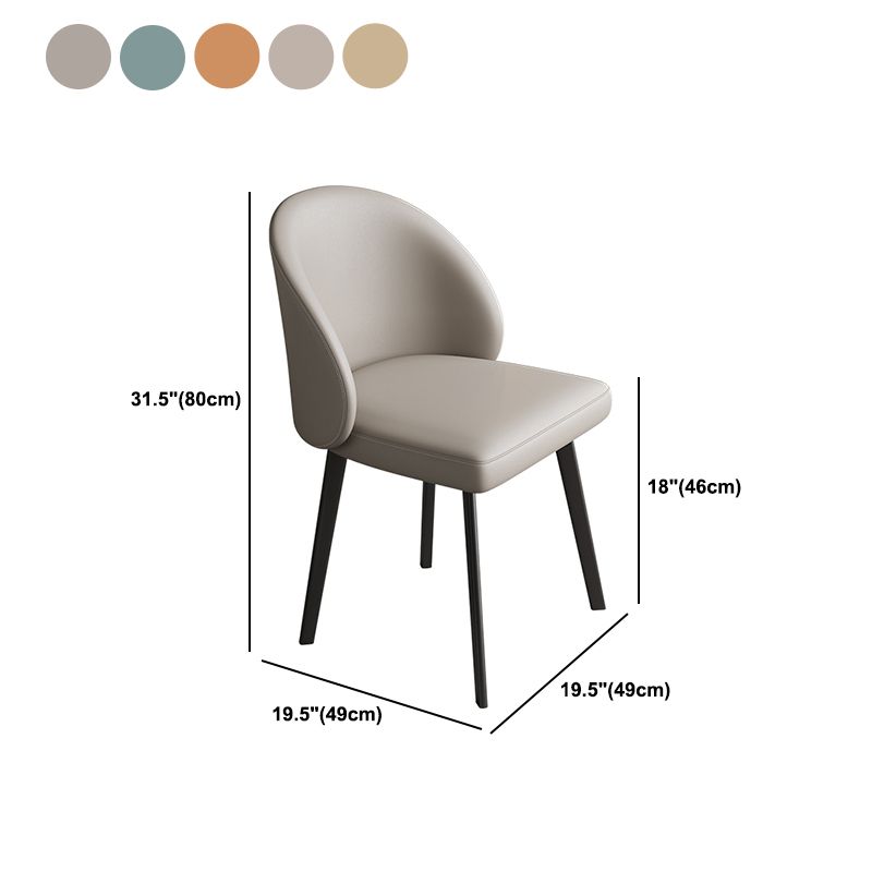 Modern Armless Dining Chairs Black Solid Wood and Metal Frame Side Chair