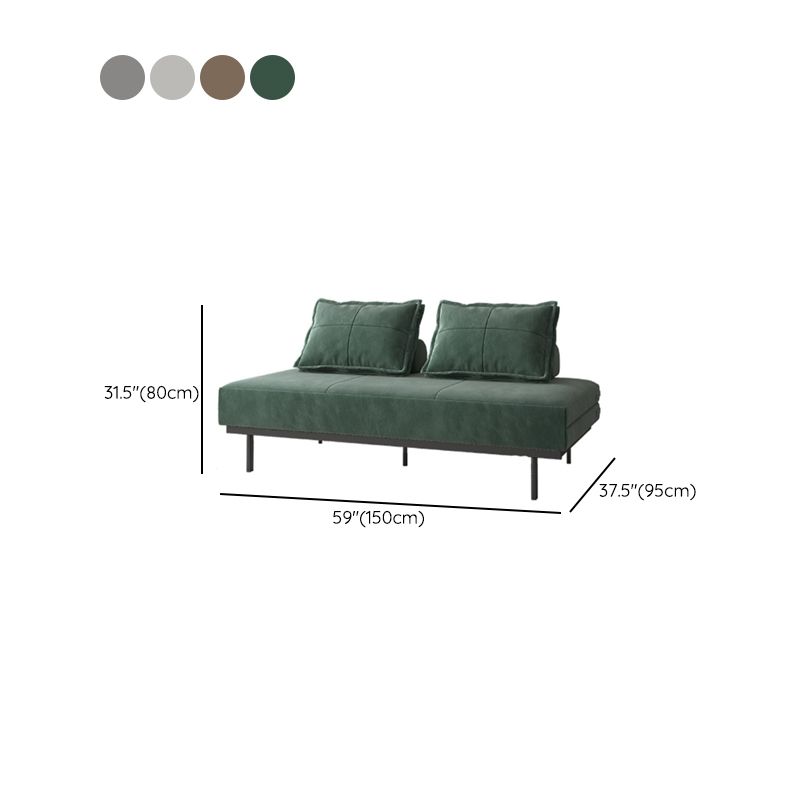 Scandinavian Futon Sofa Bed Fabric Pillow Back Armless With Chrome Legs Sleeper Sofa