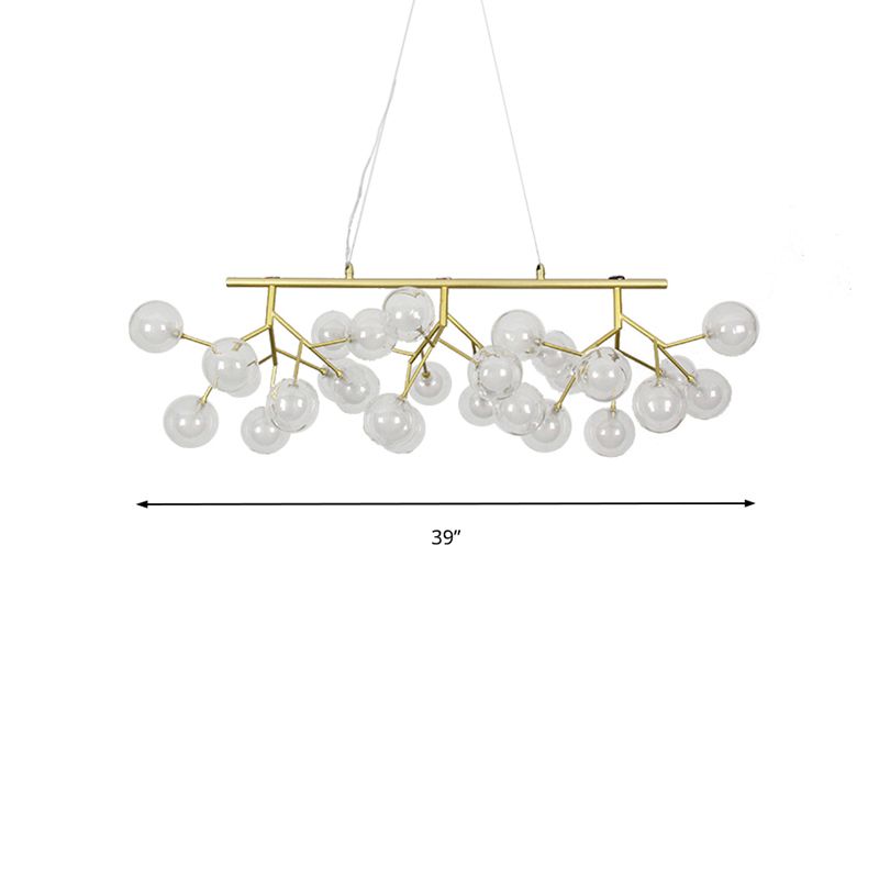 Blase Esszimmer Kronleuchter Licht mit Ast Design Clear Glass 39 "/47" W 27/36-Light Moderne Hanging Lampe in Gold