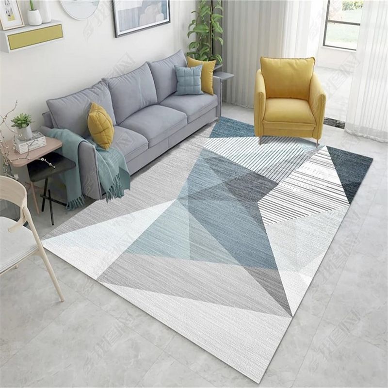 Modern Living Room Rug Geometric Carpet Polyester Non-Slip Backing Area Rug