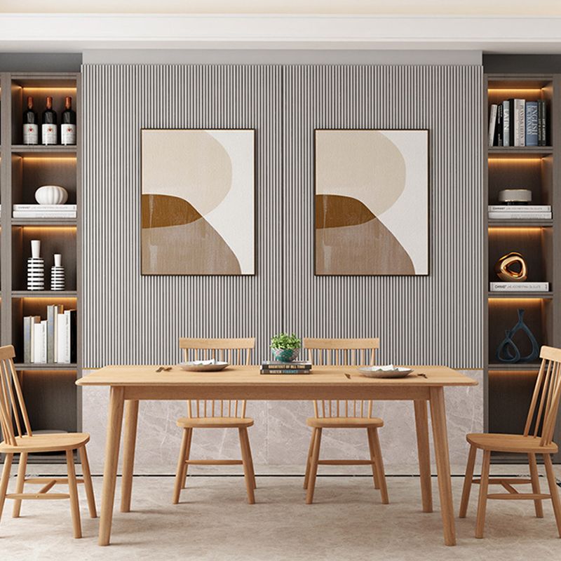Glam Style Wooden Dining Table Rectangle Table with Wood Legs for Kitchen