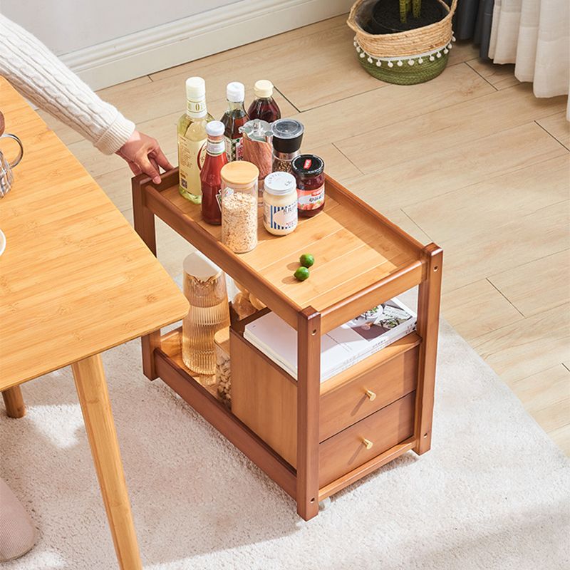 11" Wide Contemporary Cocktail Table Storage Rectangle Coffee Table with Casters