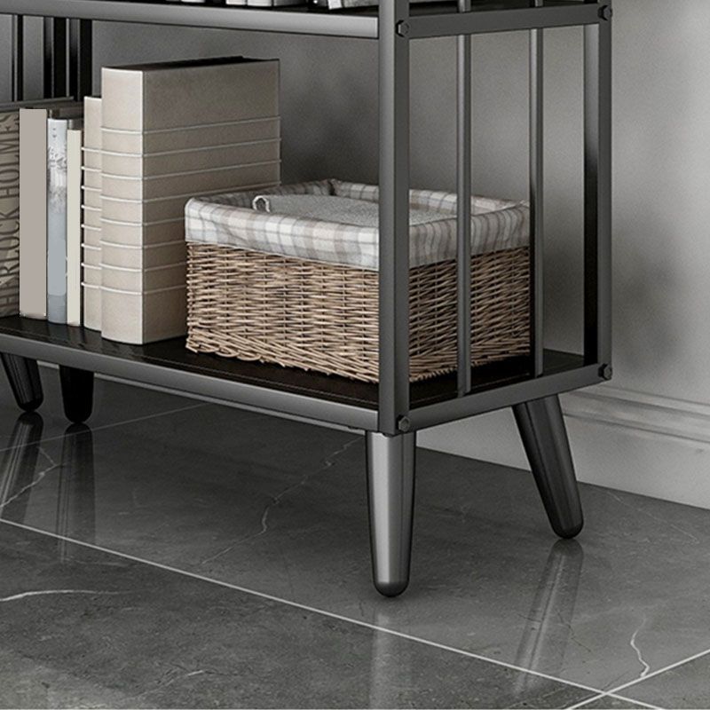 12" W Black Iron Frame Bookshelf Modern Open Storage Bookcase for Home Office