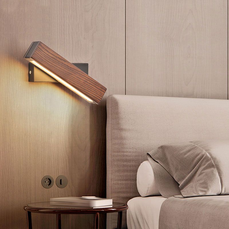 Sombra cuadrada de madera de madera Distone de estilo moderno Luz de pared de luz individual