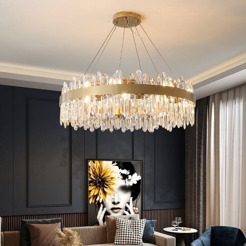 Luce lampadario in stile moderno Luce a sospensione in cristallo oro per soggiorno