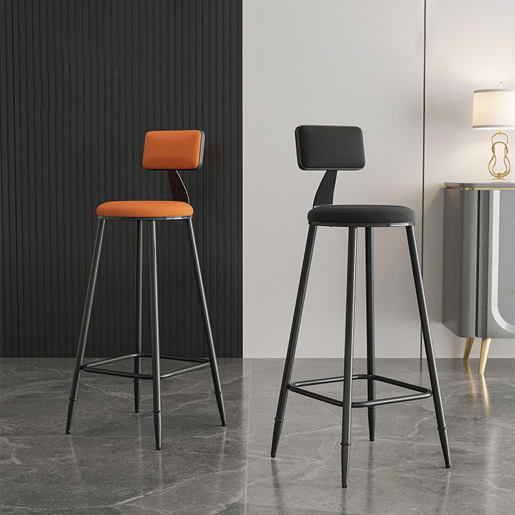 Modern Armless Backrest Counter Stool Iron Kitchen Bar Stool with Cushion