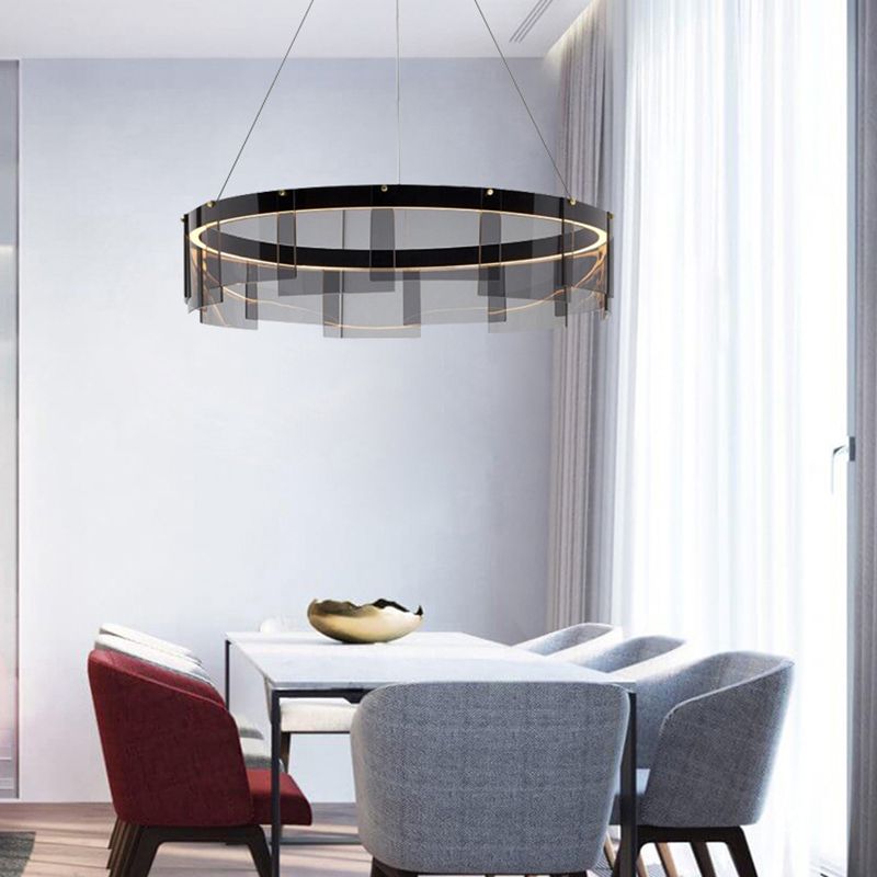 Nordic Contemporary Style LED Chandelier Pendant Light Circular Glass Chandelier