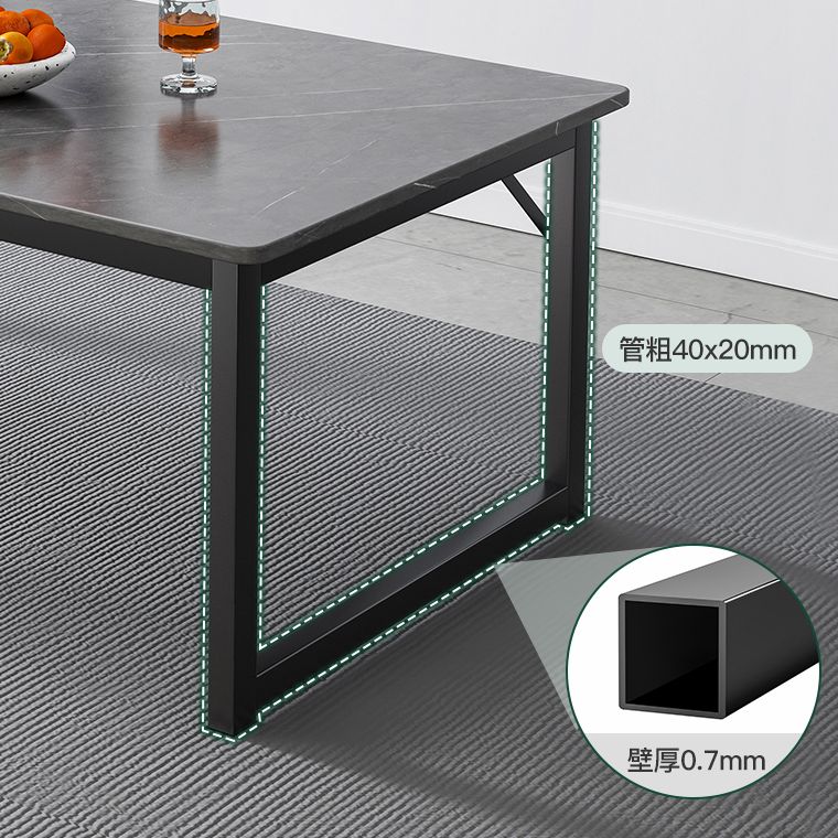 Modern Style Kitchen Rectangle Shape Dining Set Sintered Stone Standard Dining Set in Black