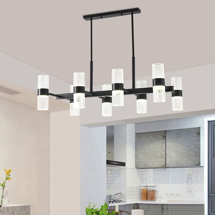 Metal Cylinder Island Pendant Modern Multiple-Light Island Lighting in Kitchen