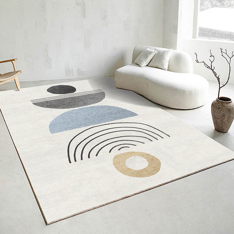 Light Brown Simple Rug Polyester Line Rug Stain Resistant Rug for Living Room
