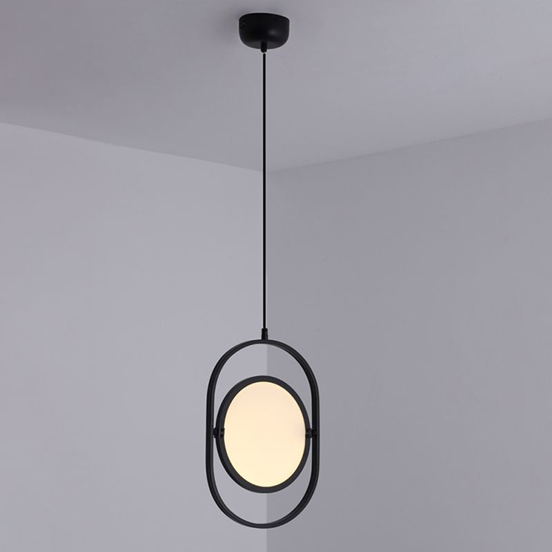 Oblong Bedside LED Pendant Lamp Acrylic Minimalistic Hanging Light Fixture in Black