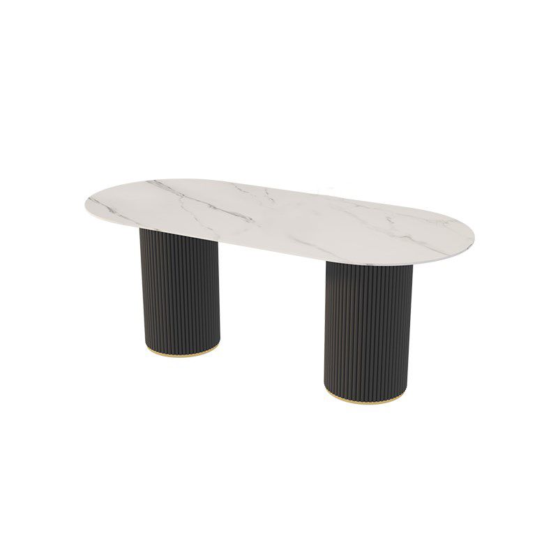 Simplicity Style Oval Dining Table Imitation Marble Home Furniture