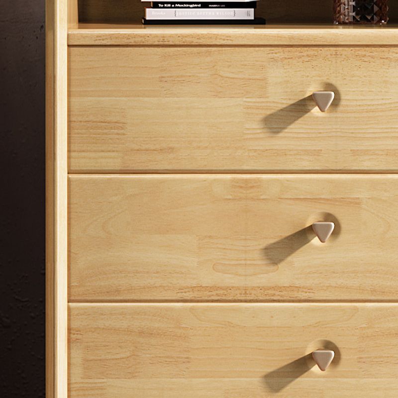 Glam Bedroom Storage Chest Vertical Rubber Wood Chest with Drawers