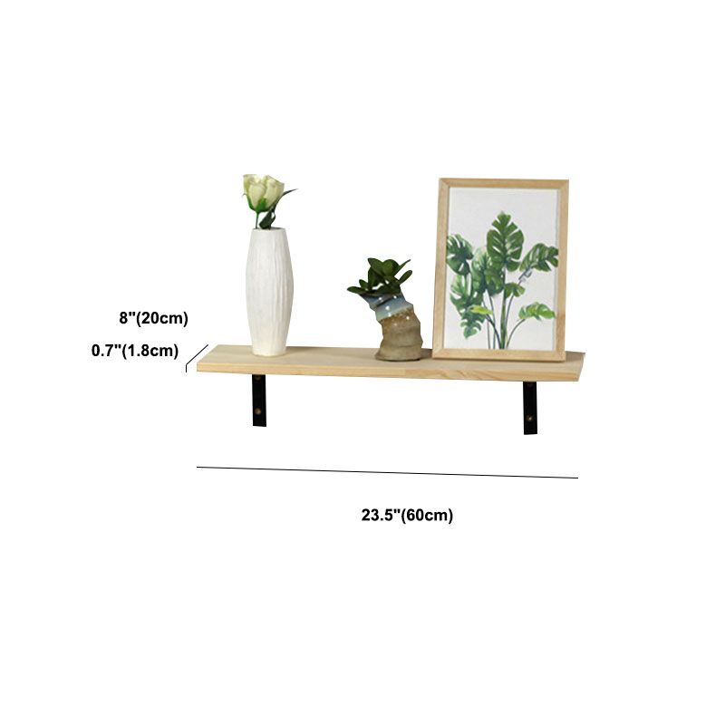 1 Shelf Floating Bookcase Natural Wood Closed Back Bookshelf