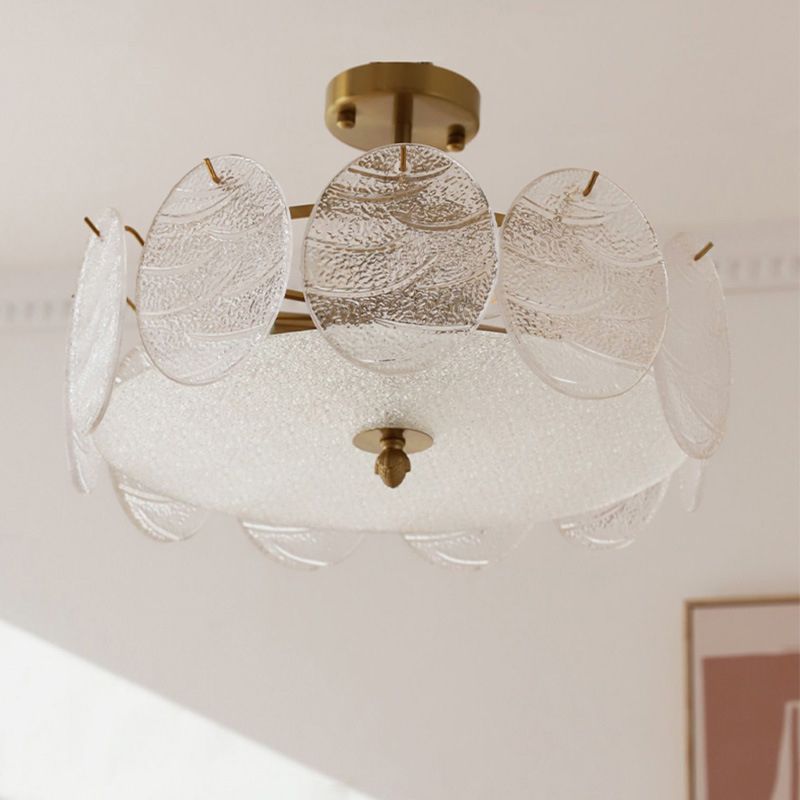 Contemporary Ceiling Lamp Round-shaped Glass Flush Mount Light Fixture