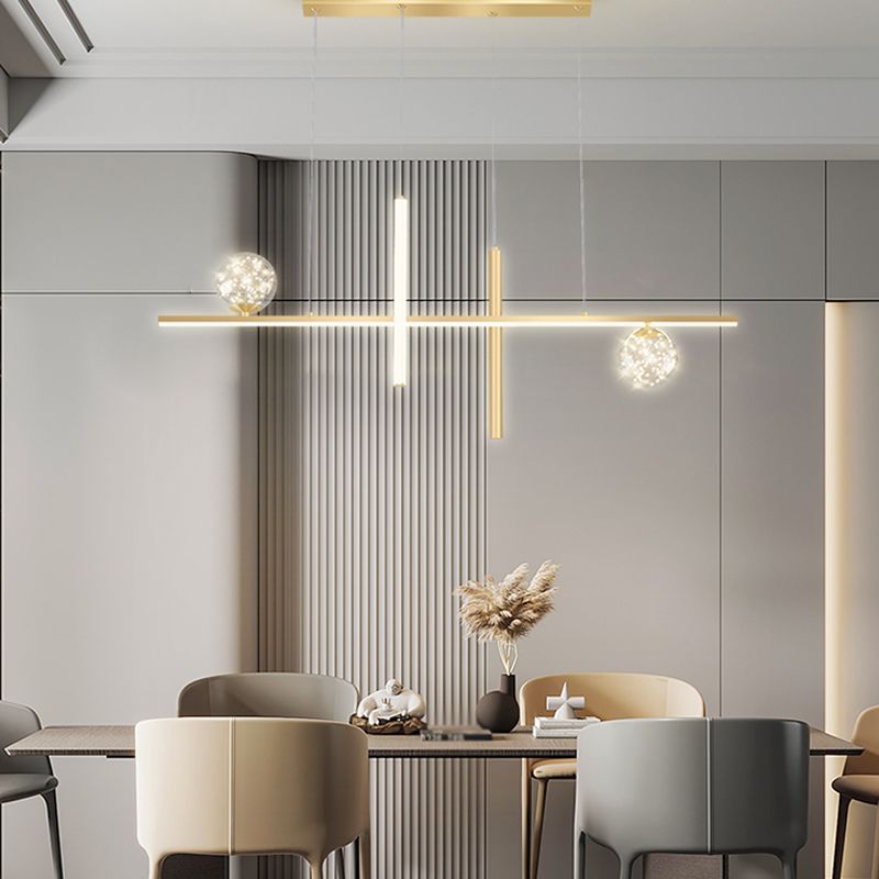 Moderne lineare Insel Kronleuchter Multi-Head Restaurant Anhänger Beleuchtungskarten