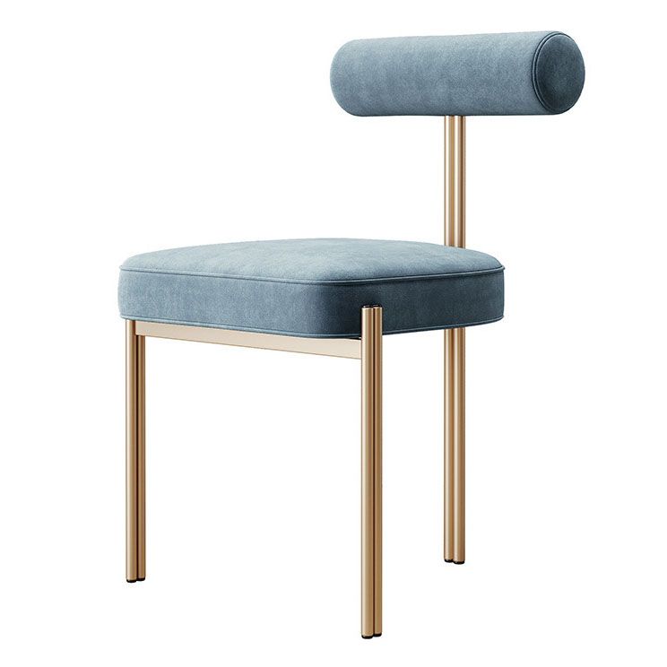 Glam Velvet Dining Chair Open Back Dining Side Furniture in Matte Finish for Indoor