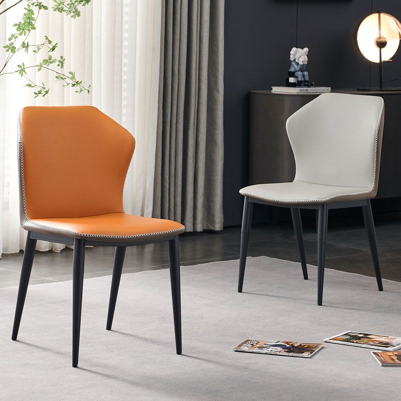 Industrial Style Wingback Armless Chair for Home Faux Leather Dining Chairs