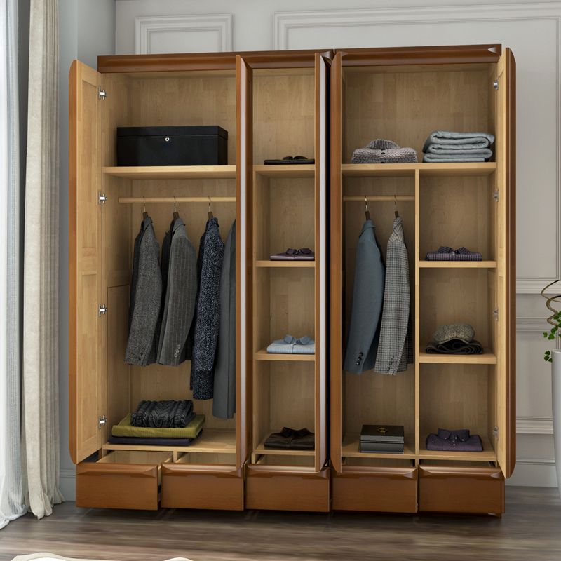 Rubberwood Wardrobe Cabinet With Drawer Traditional Wardrobe Closet