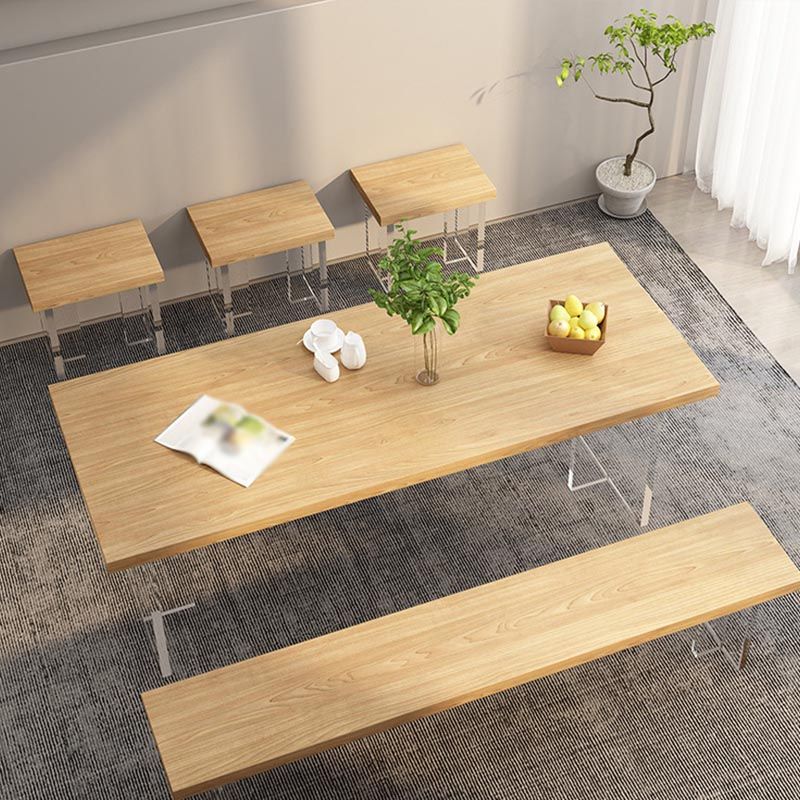 Minimalism Solid Wood Table for Restaurant Rectangle Table with Acrylic Base