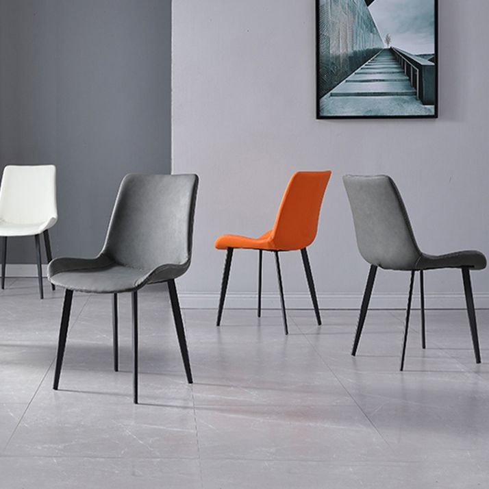 Faux Leather Dining Chairs Industrial Arm Solid Back Dining Side Chairs