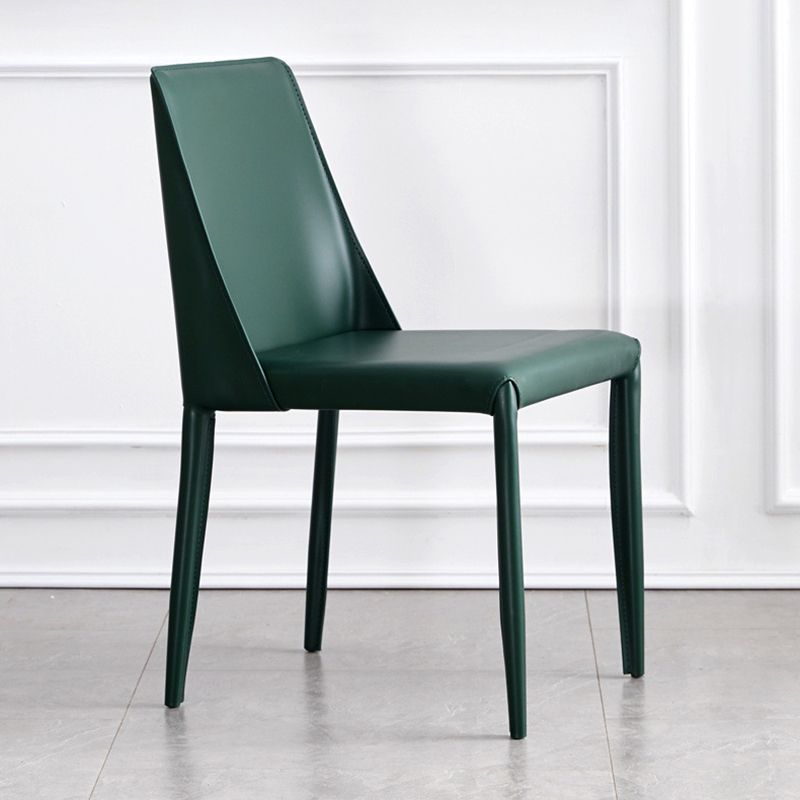 Contemporary PU Leather Dining Side Chair Matte Finish Solid Back Dining Chair