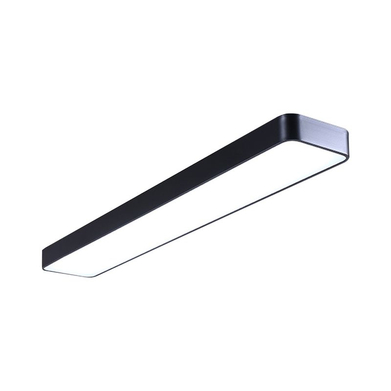 Conference Room LED Ceiling Lamp Simplicity Black Flush Light with Rectangle Acrylic Shade, 23.5"/47"/59" Long