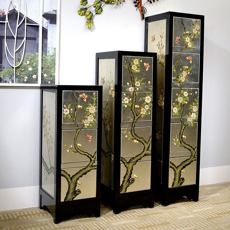 Nautical Bedroom Storage Chest Wooden Vertical Chest with Drawers