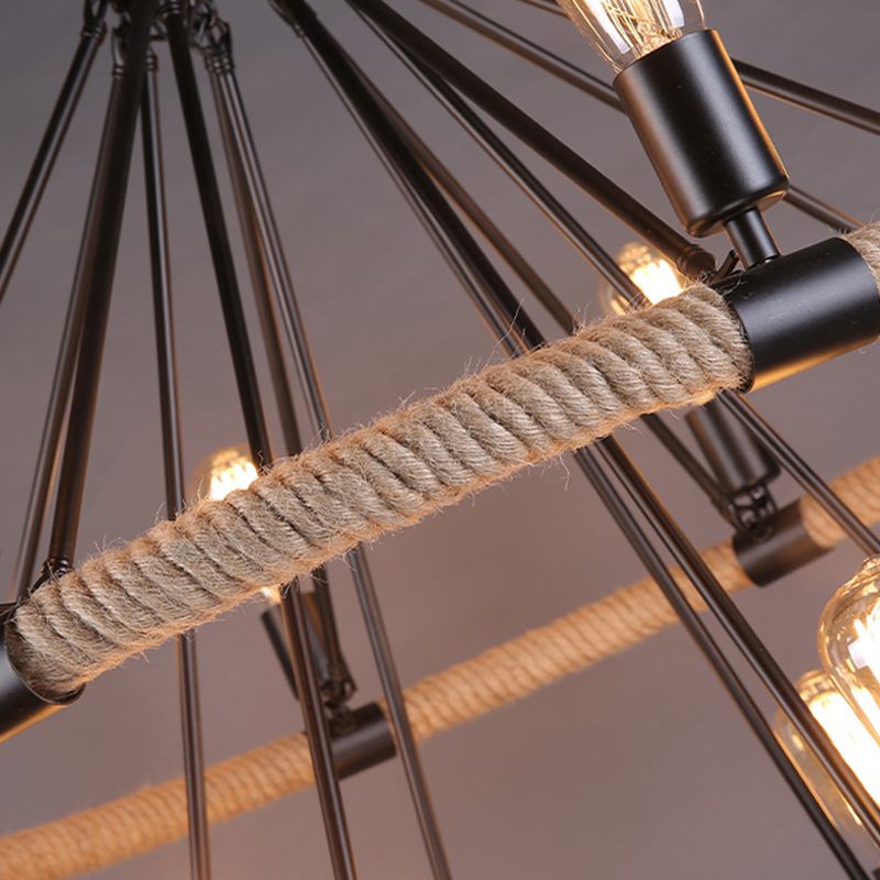 Industrial Hanging Lamp Kit Wheel Rope Pendant Lighting Fixtures for Bar