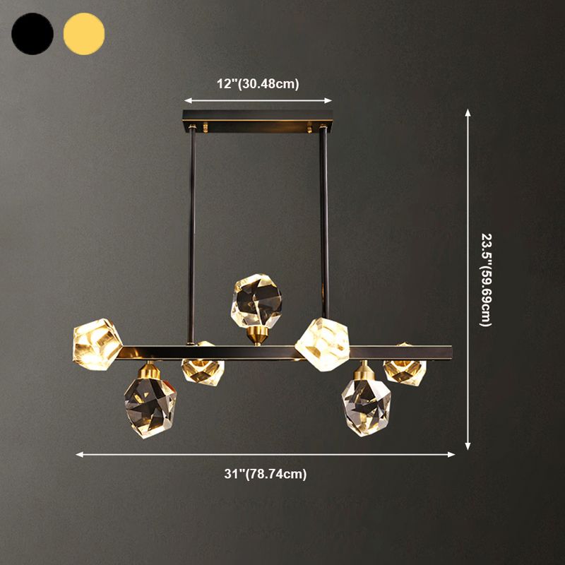 Modern Style Simple Island Pendant Geometric Shade Crystal Island Light for Restaurant