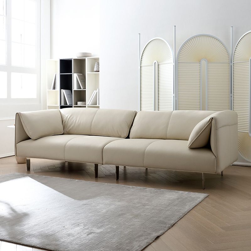Sewn Pillow Back Sofa Modern Faux Leather Pillow Top Arm Seating - 26.77" H