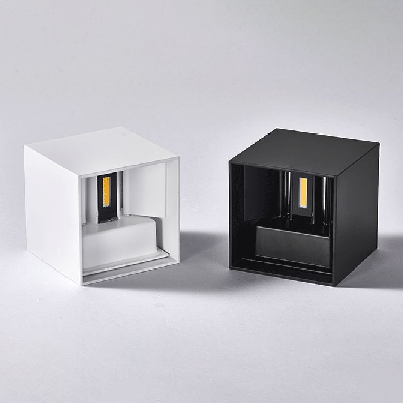 Square Shade Metal Wall Sconce Modern Style 2 Lights Wall Lighting Fixtures