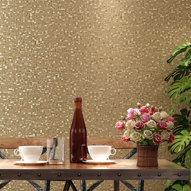 Grid Wallpaper Roll for Accent Wall in Dark Brown, Non-Pasted, 20.5-inch x 31-foot