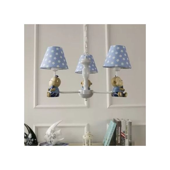 Stip taps toelopende schaduw kroonluchter kinderen metalen hars hangende licht met aap voor eetkamer