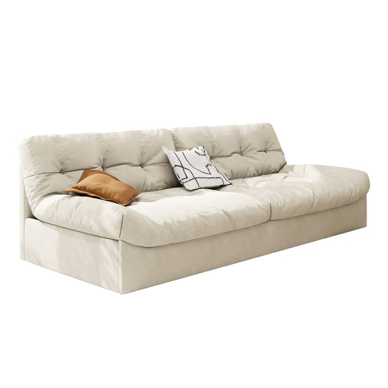 Scandinavian Sofa Bed, Fiber Armless Tufted Back Sleeper Sofa