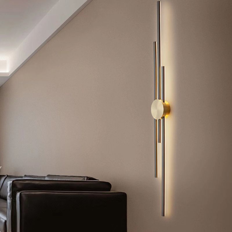 Linear Bathroom Vanity Lighting Brass Bath Sconce in Black & Gold