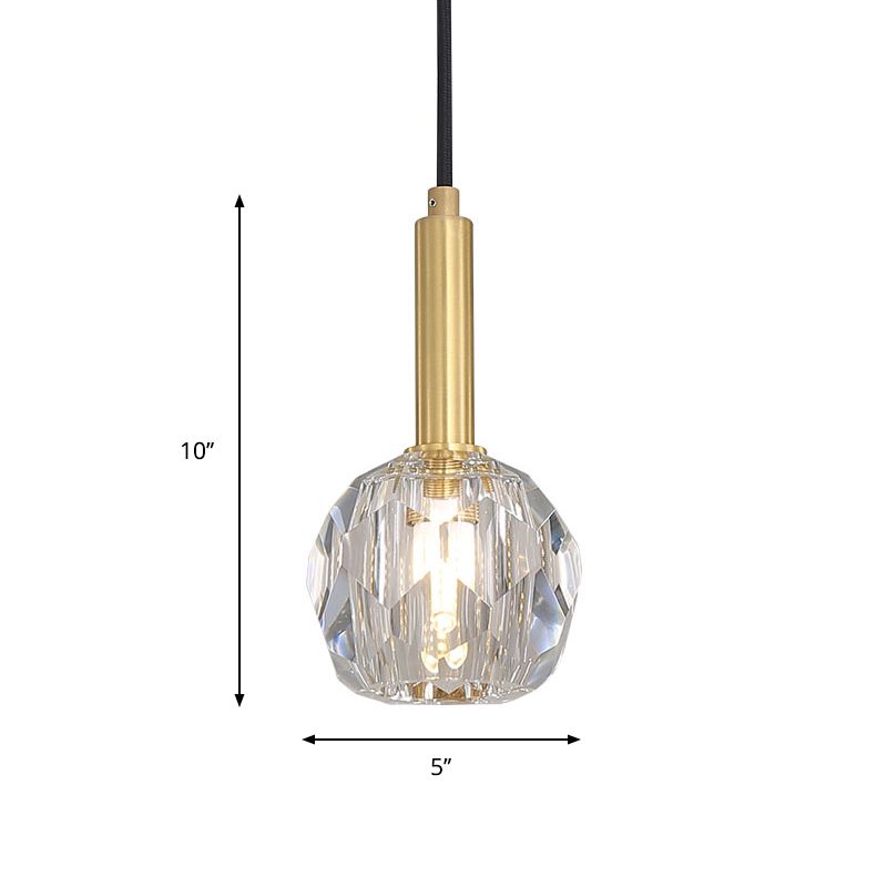 Liping a sfera di cristallo chiaro semplice per sala da pranzo a 1 luci kit lampada sospesa in oro