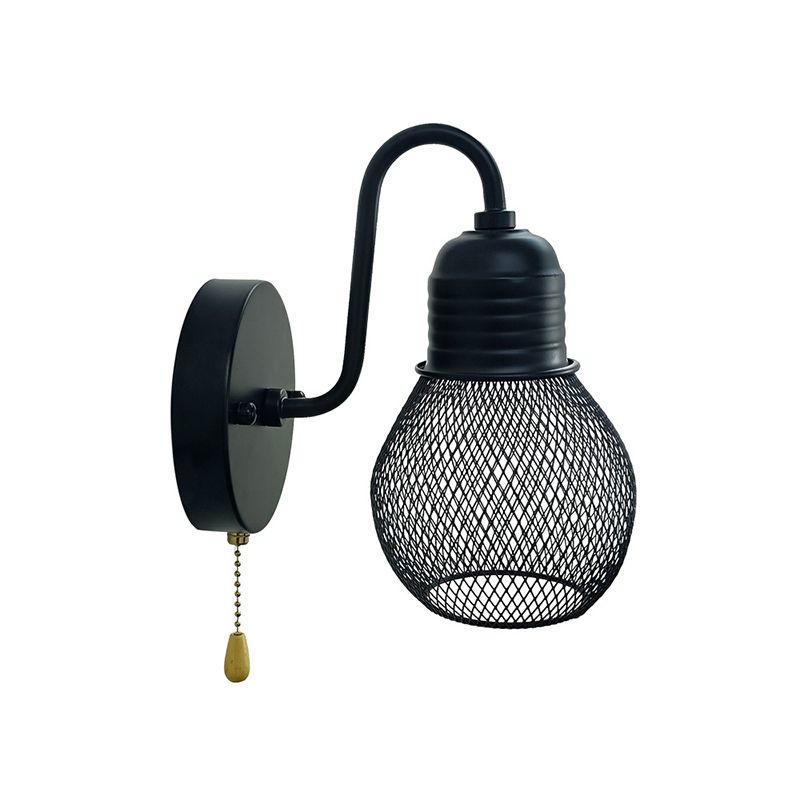 1 Light Wall Mount Light Fixture Industrial Wall Mounted Lighting in Black
