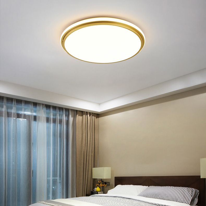 Minimalism Ceiling Light Fixture Gold LED Flush Mount with Metal for Living Room