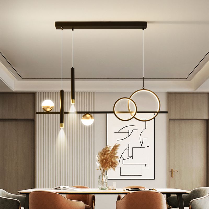 LED Linear Island Lighting Fixture Metal 2-Spotlight Chandelier Lamp for Dining Room