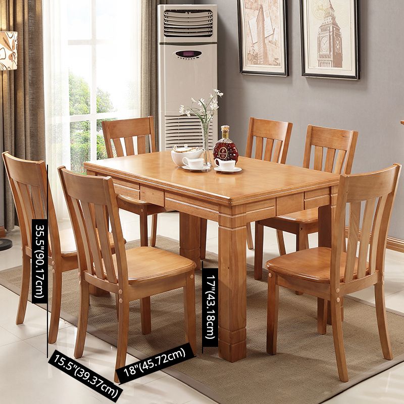 Traditional Wooden Dining Room Set with Rectangle Top and 4 Legs Base Dining Furniture